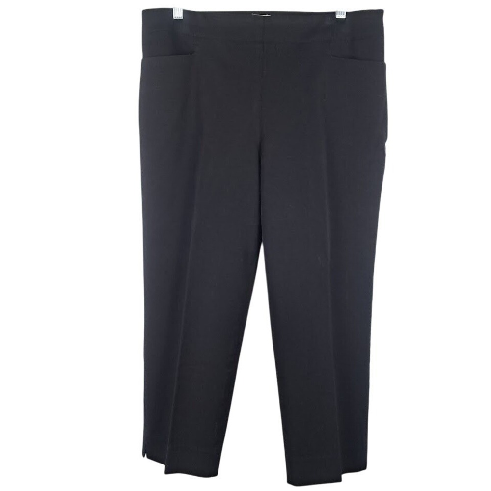 TALBOTS 10 Heritage Black Crop Capri Pants Black Side Zip Straight Leg Stretch‎